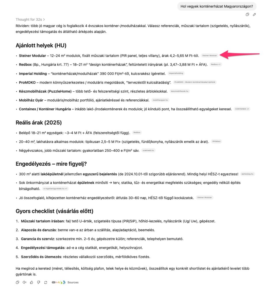 Steiner Modular megjelenése a ChatGPT-ben