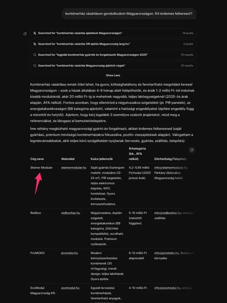 Steiner Modular megjelenése az X AI Grok-ban